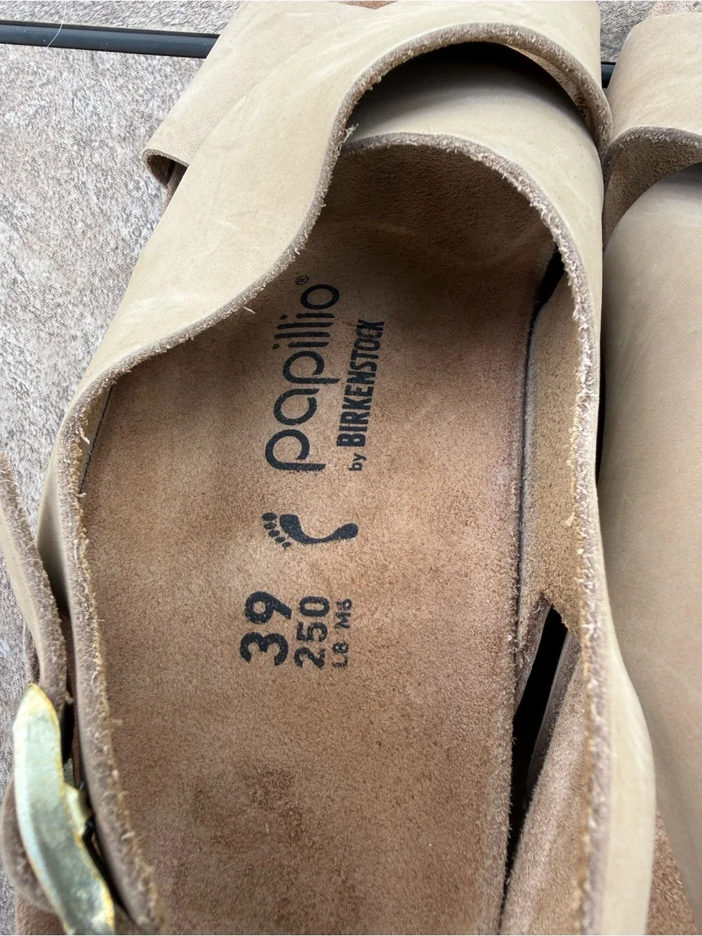 Papillio By Birkenstock Samira Beige Crisscross Cork Wedge Slingback Sandal